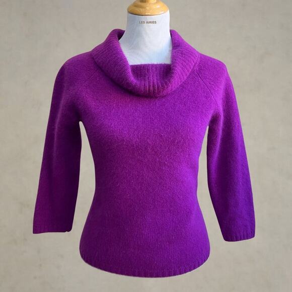 Vintage Y2K Rafaella Angora and Lambs Wool Cowl Neck 3/4 Sleeves Sweater Small - Picture 1 of 8